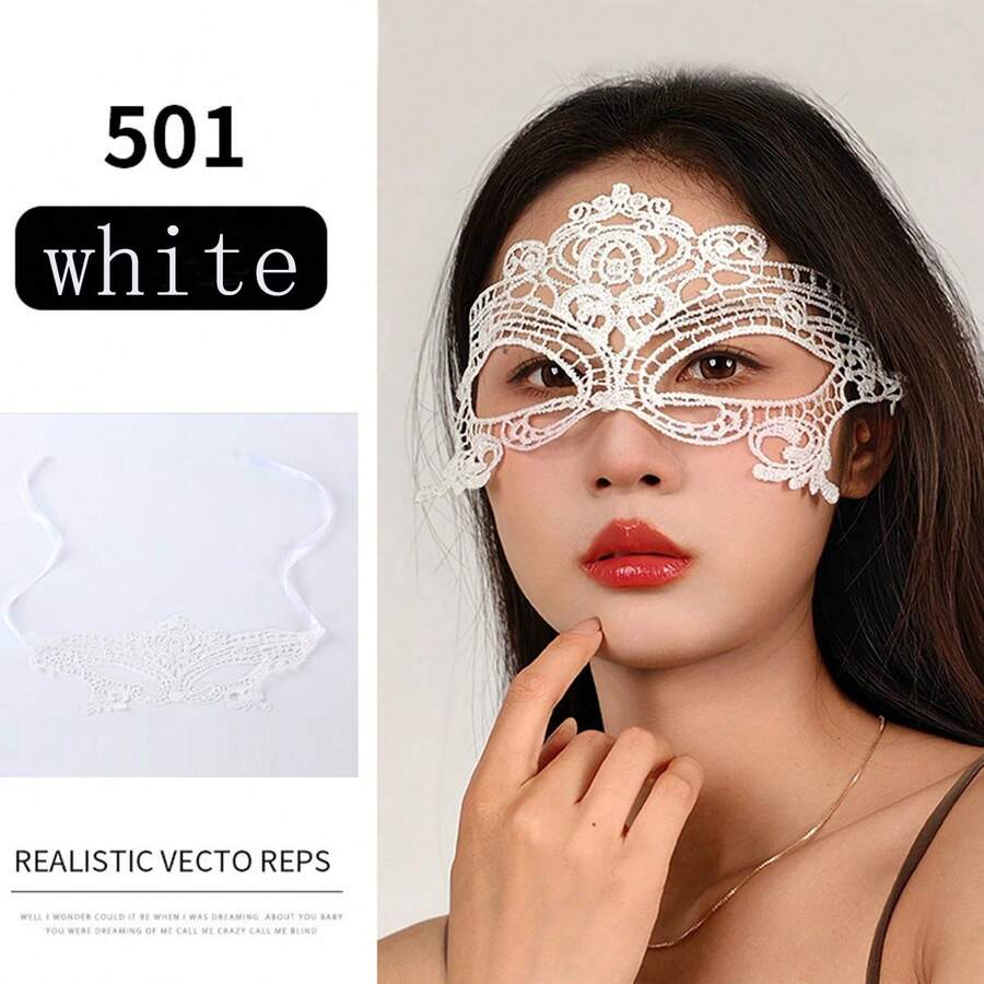 1pc Lace Decorated Eye Mask, Sexy Half Face Mask Prop, Multiple Styles