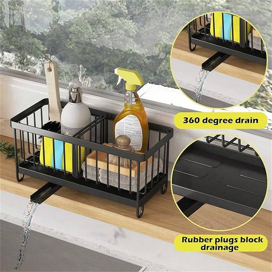 Stainless Steel Countertop Sponge Storage Rack Sink Side Storage
