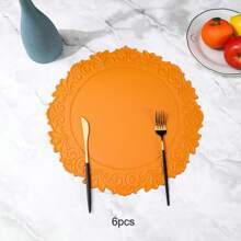 4 件/6 件/8 件/12 件加厚复古花卉皮革餐垫，可洗圆形隔热杯垫，适用于餐厅、家居、派对、节日装饰