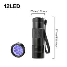 12/21/51/100 LED Purple Flashlight 395 UV Flashlight Ultraviolet Banknote Inspection Fluorescence Detection Cat Moss Multi-Light Outdoor Catch Fish Catch Bugs Purple Light - Black - View 10
