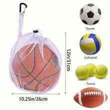 Portable Net Eye Bag, Volleyball Bag With Zipper Pocket, Football Bag With Quick Shackle, Large Capacity Basketball Bag, Suitable For All Kinds Of Backpacks, Can Be Used To Carry Basketball, Football, Volleyball, Multi-Functional Net Bag With Zipper Pocket Sports Bag Sport Bag - Multicolor - View 2