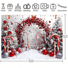 1pc Red Candy Cane Christmas Theme 1st Birthday Backdrop, Photography Background Hanging Cloth