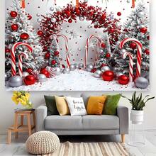 1pc Red Candy Cane Christmas Theme 1st Birthday Backdrop, Photography Background Hanging Cloth