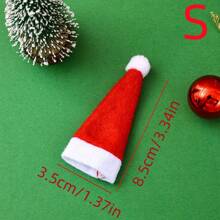 10pcs/30pcs Mini Santa Hat Cutlery Set, Christmas Wine Bottle Hat, Plush Candy Cane Hat, Christmas Decoration