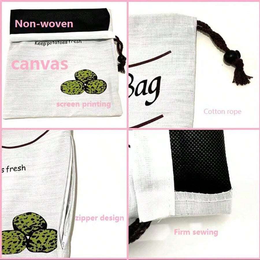In Stock Potato Drawstring Bag, Onion Fresh Keeping Bag, Canvas Storage