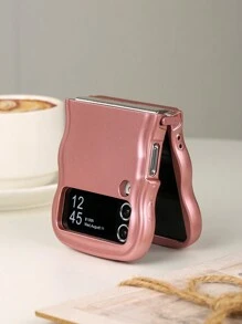 1 Ốp lưng điện thoại gập hình sóng chống sốc họa tiết kim loại màu trơn tương thích với Galaxy Z Flip3 5G, Galaxy Z Flip4 5G, Galaxy Z Flip5 5G, Galaxy Z Flip6 5G - Hoa hồng vàng - Xem 4