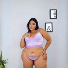 Plus Size Lingerie With Reinforced Straps Ribbed Fabric Plus Size Cropped Set Plus Size Fashion