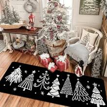 1/2pcs Christmas Kitchen Mat Set, Vintage Christmas Tree Rug, Wooden Board Rug, Buffalo Plaid Rug, Christmas Festival Atmosphere Rug, Stain-Proof, Anti-Slip, Soft, Comfortable, Easy To Clean, Suitable For Bedroom, Living Room, Dini Ng Room, Kitchen, Bathroom, Entrance RugChristmas Decor,Christmas Party Supplies - Multicolor - View 4
