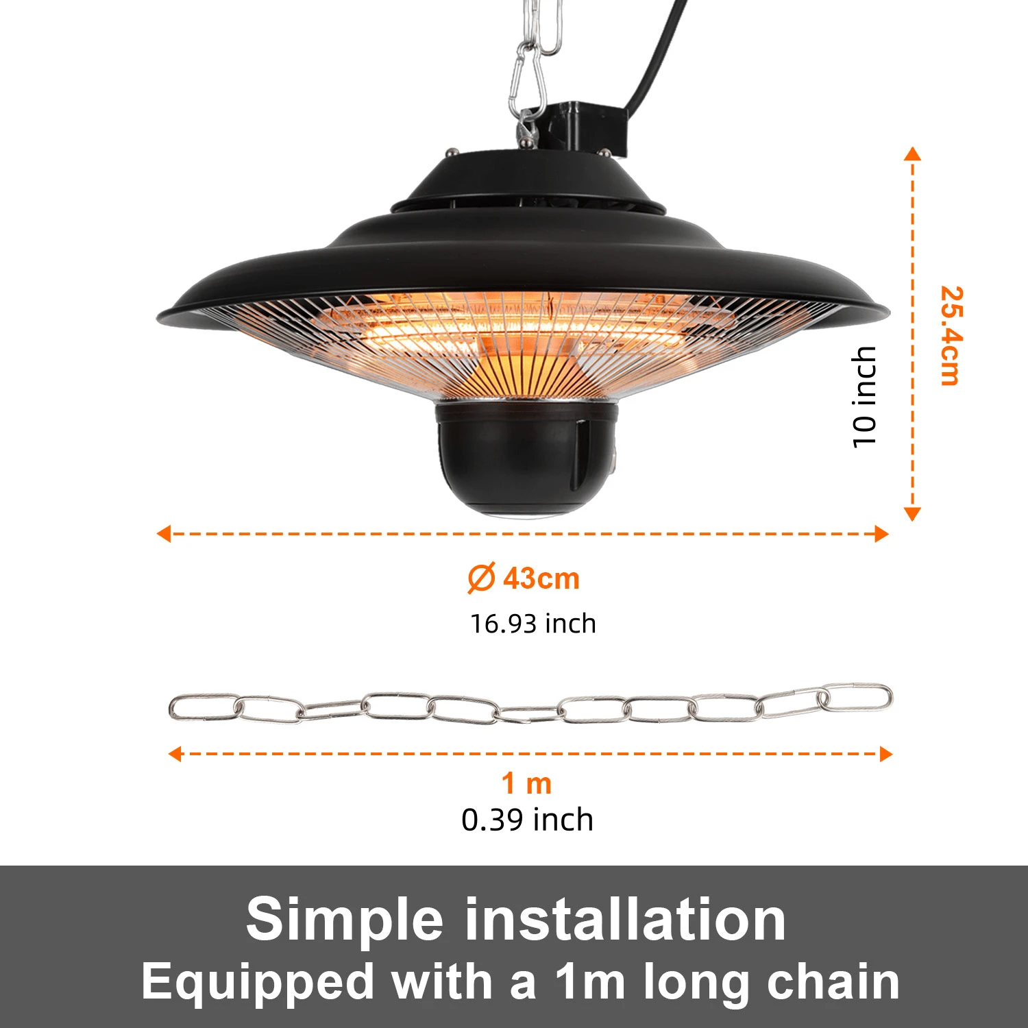 Chauffage Terrasse Infrarouge Carbone 2000W LUXEVA - Économique Et Puissant