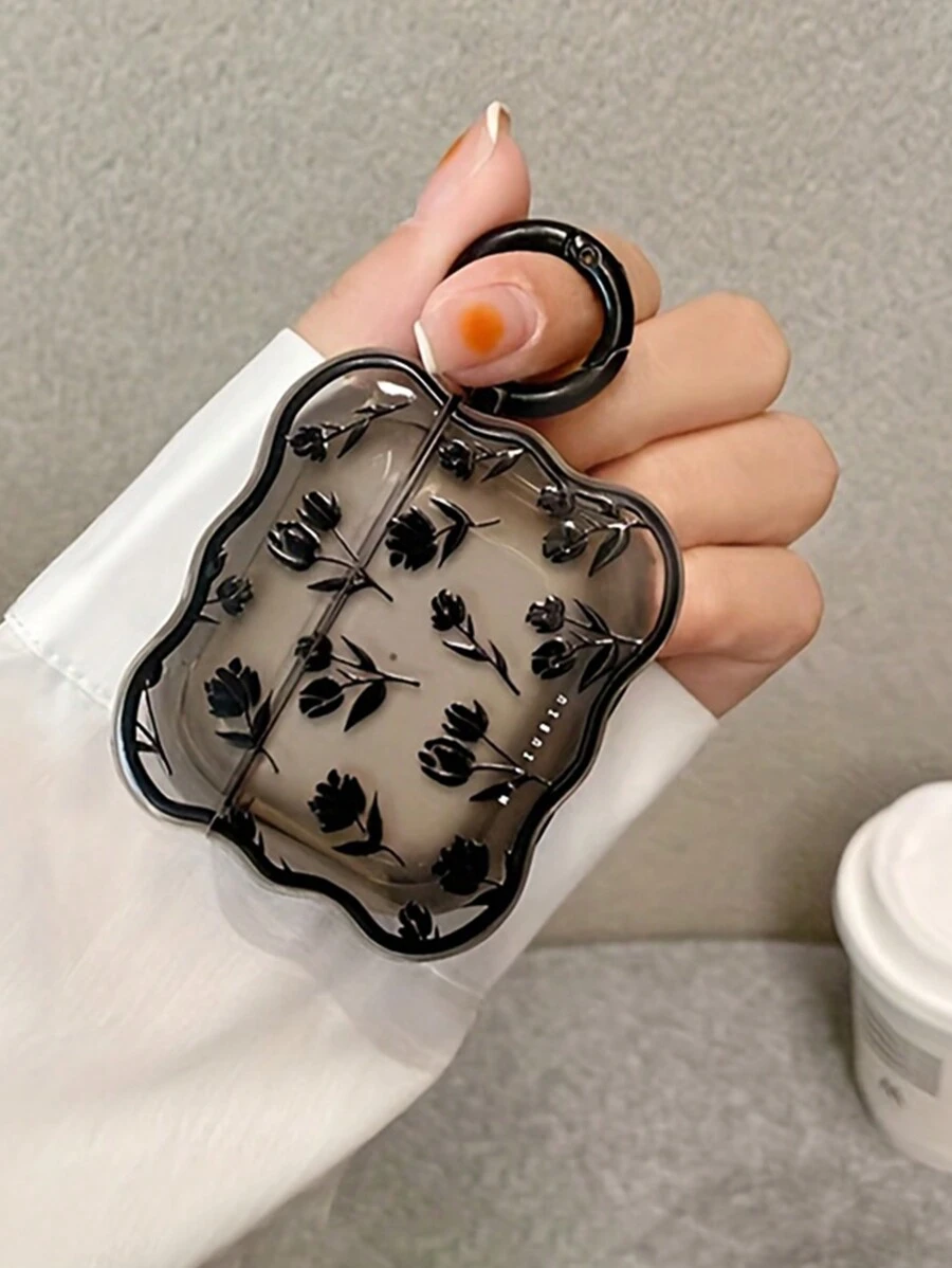 1 chiếc hộp bảo vệ chống rơi cho tai nghe không dây Bluetooth Airpods của Apple, hình sóng, màu đen, hình trái tim và hoa tulip - Nhiều màu - Xem 1