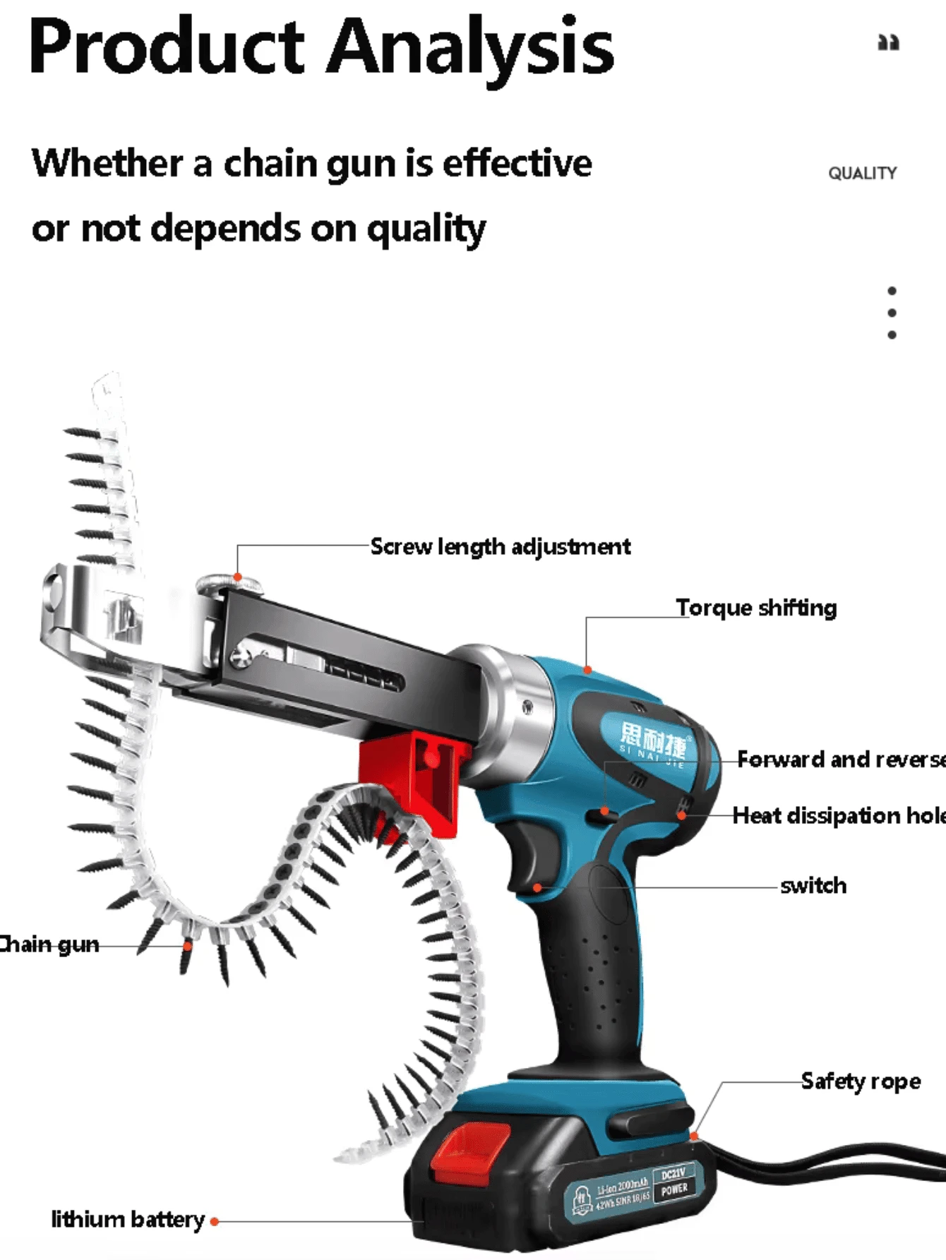 Automatic Chain Nail Gun Adapter Electric Nailer Screw Gun Kit For