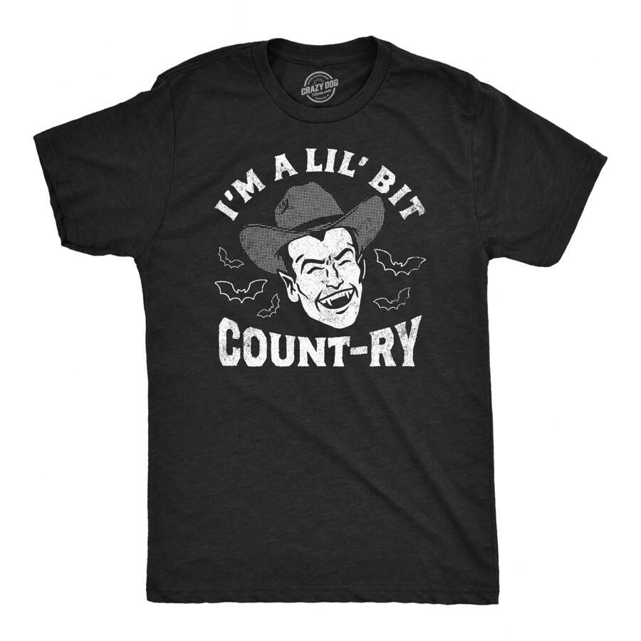 Mens Funny T Shirts Im A Lil Bit Count Ry Sarcastic Halloween Vampire Graphic Tee For Men Mens Funny T Shirts Cool Vintage Fashion T-Shirt Gift Classic Menswear - 希瑟.布萊克 - 查看 1