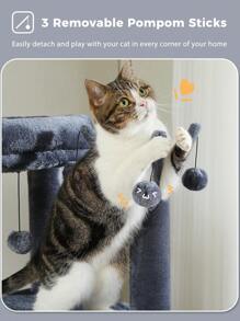 PAWZ Road 150cm Cactus Scratching Post, High Scratching Post For Large Cats, Multi-Storey Cat Tower, Scratching Post For Indoor Cats, Cat Apartment With Large Hammock, Scratching Post And 2 Perches - 深灰色 - 查看 6