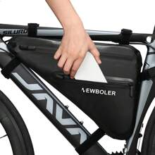 NEWBOLER 大容量防水自行车车架包 适用于三角包 上管包 前车架包 - 黑色 - 查看 2