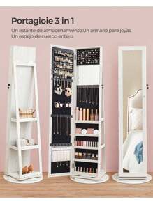 SONGMICS Jewelry Cabinet Valentine Day Back To School Dormitory Storage - White - View 4