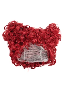 批发新款角色扮演红皇后/红心皇后假发套装，卷曲动漫假发，适合角色扮演、派对等场合 - 酒紅色 - 查看 8