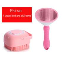 1pc Pet Bathing Brush, Silicone Massage Rubber Dog/Cat Grooming Brush With Shampoo Storage