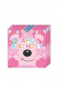 20 件粉色派对餐巾、动物蓝狗主题派对用品、派对装饰品、一次性纸巾、生日派对装饰 - 彩色 - 查看 1