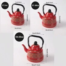 Ấm đun nước tráng men 1 chiếc, Thiết kế in hình học, Ấm đun nước tráng men gia dụng, Thích hợp cho bếp điện và bếp từ, Ấm pha trà/cà phê tráng men phong cách Đông Âu - Ấm chuông cổ hoa tennis màu vàng - Xem 6