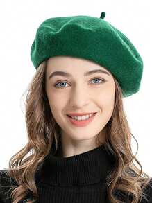 1 pieza Boina vintage para mujer, gorra de pintor octagonal de unicolor y cálida para invierno