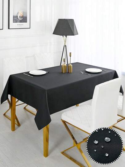 1 szt. Prostokątny obrus – odpowiedni na stoły bufetowe, przyjęcia świąteczne, kolacje, wesela i baby shower, wystrój domu, wodoodporny obrus, obrus z materiału – prostokątny obrus, czarny na Halloween