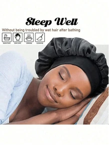 1pc Ladies' Bonnet Hat, Wide Brim Elastic Smooth Satin Silk Headwear For Sleeping, Haircare, Breathable And Comfortable For Daily And Casual Wear Silk Bonnet Satin Bonnet - Pink - View 6