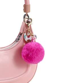 1pc Christmas Fuzzy Ball Snowflake Bell Alloy Keychain Love Pendant, Suitable For Bag, Car, As Christmas Gift For Women