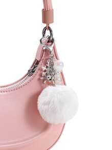 1pc Christmas Fuzzy Ball Snowflake Bell Alloy Keychain Love Pendant, Suitable For Bag, Car, As Christmas Gift For Women