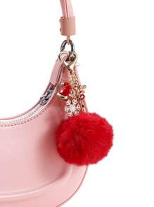1pc Christmas Fuzzy Ball Snowflake Bell Alloy Keychain Love Pendant, Suitable For Bag, Car, As Christmas Gift For Women