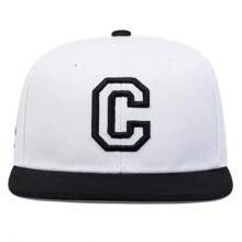 1Piece Men Letter C Crown Side CHICAGO Embroidered Hip Hop Hat Outdoor Sport Adjustable Sunscreen Leisure Hat Spring Autumn Travel Tourism Beach Vacation