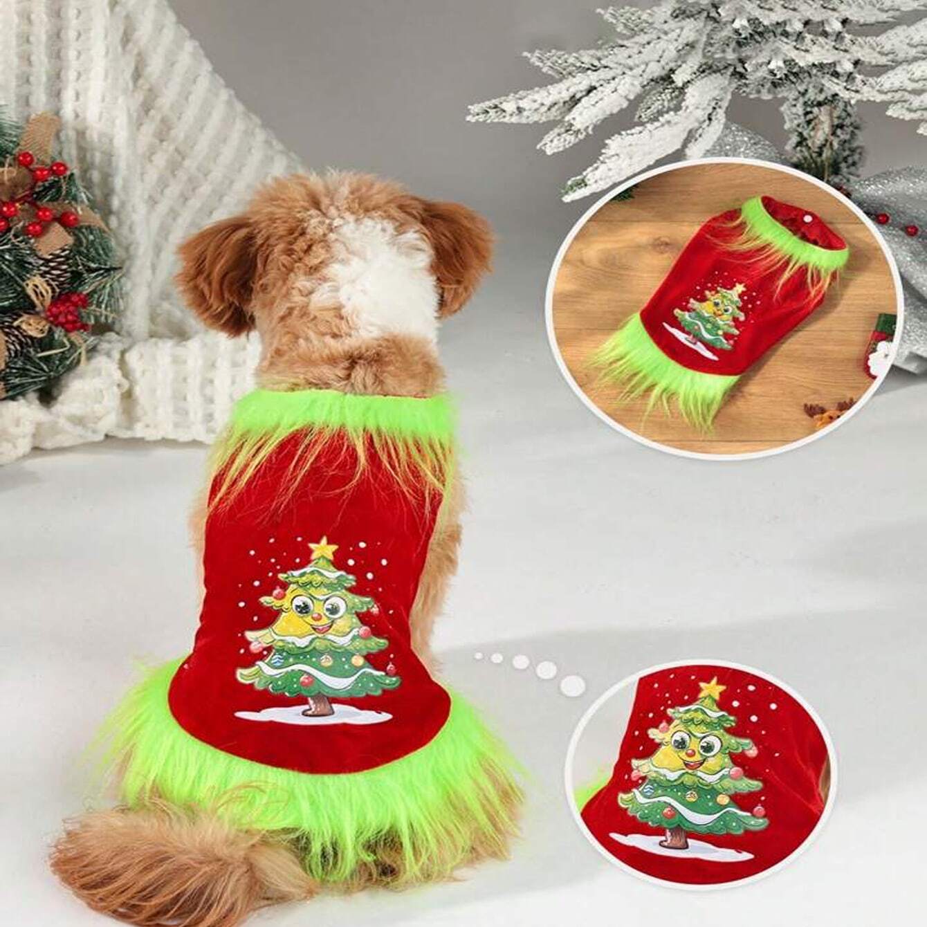Pet New Christmas Furry Green Monster Style Costume Cute Dog/Cat Velvet