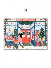 1 pezzo Quadro su tela con dipinto di regalo invernale natalizio, di un camino, motivi scandinavi, per decorazione della parete del soggiorno senza cornice