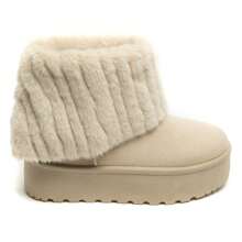 Beige Faux Fur Lined Platform Ankle Boots – Warm And Comfortable Winter Shoe - Beige - View 2