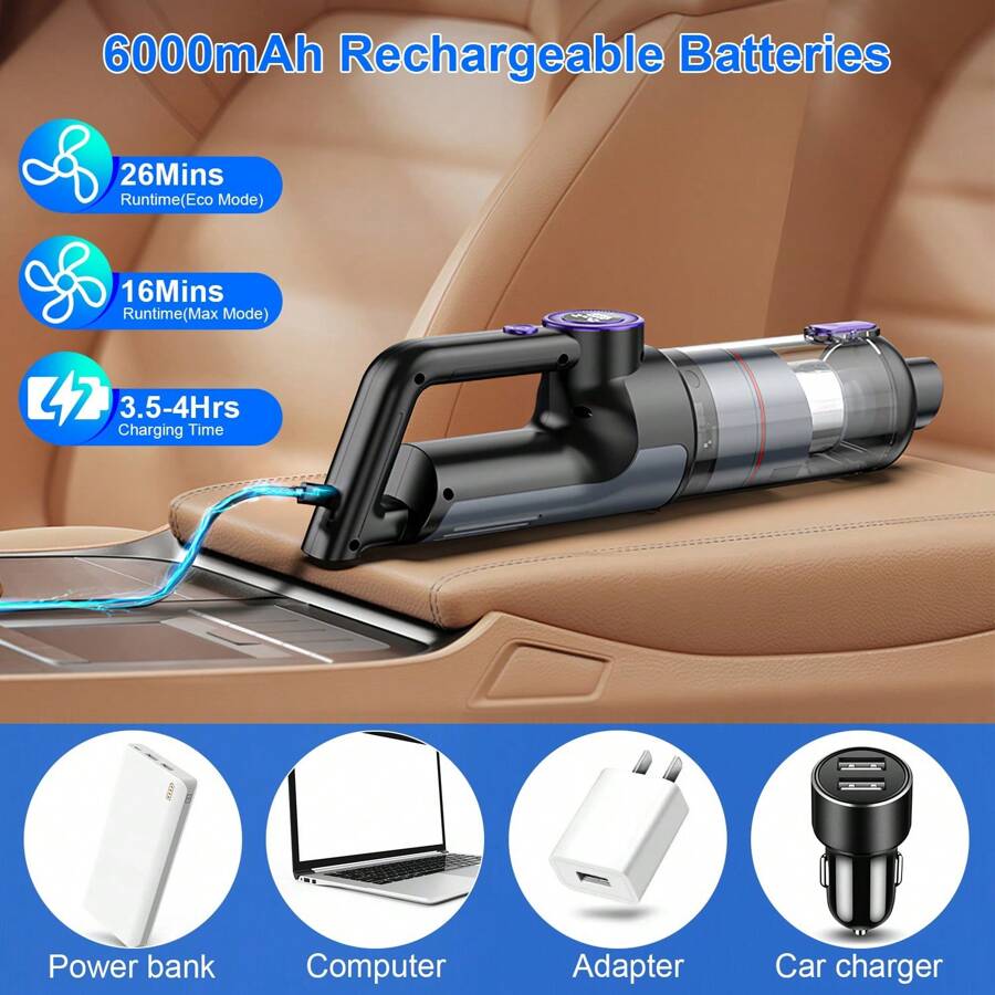 3 In 1 Handheld Vacuum Cleaner Cordless Car Vacuum 15000PA Rechargeable