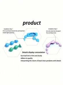 10/20 件 Diy 珠宝手工配件油漆珠链、彩色珠链、圆珠链、包包挂链、玩偶珠宝吊坠挂链、吊牌链、彩色金属珠链钥匙扣连接器、手链、时尚配饰 - 彩色 - 查看 4