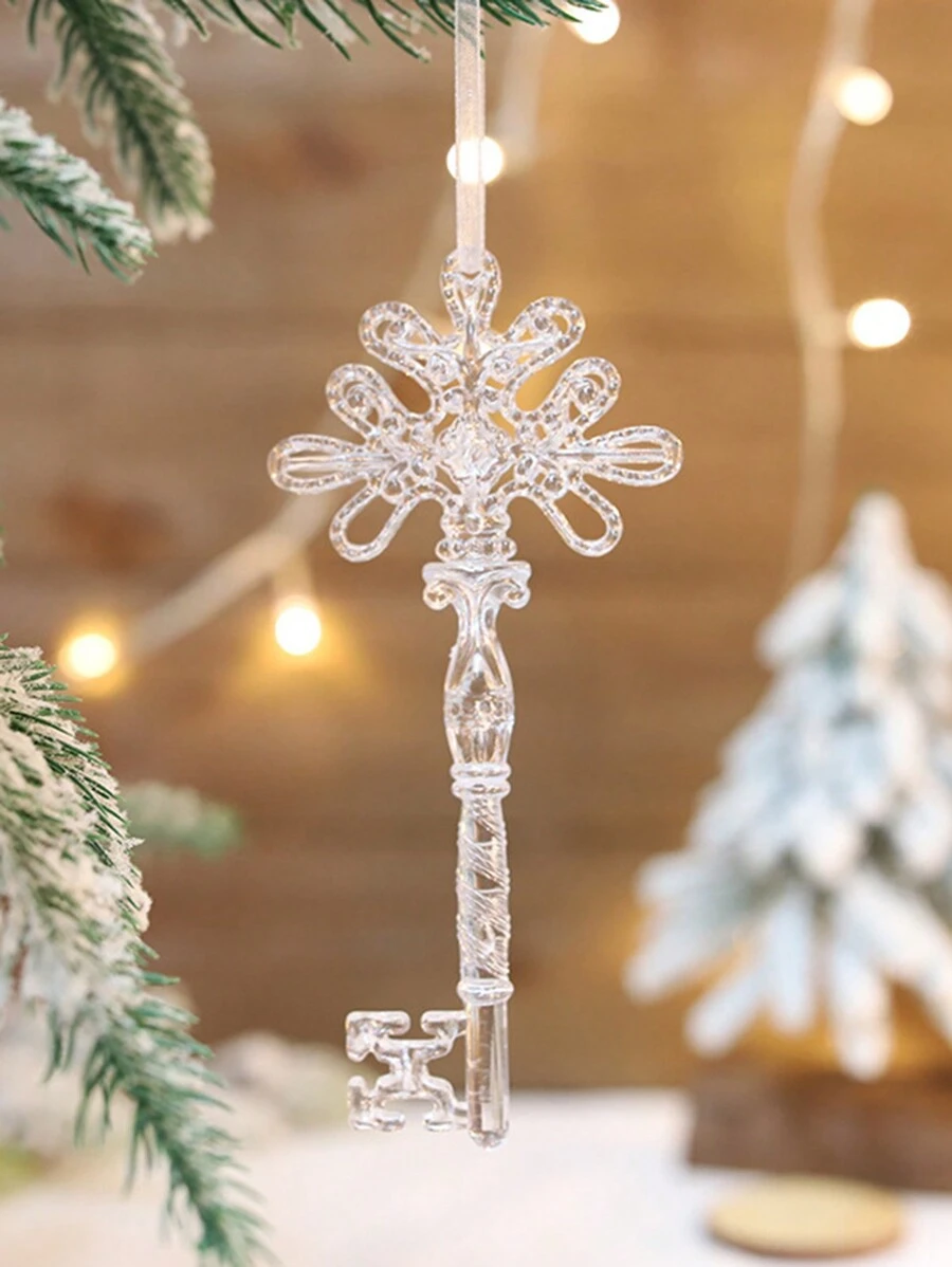 1 件圣诞装饰，创意圣诞树挂饰，透明雪花亚克力水晶吊坠，圣诞氛围装饰