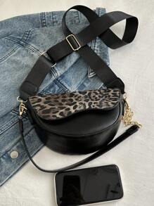 复古风格便携式简约绒面革手提包，女士办公室、旅行和通勤多功能休闲手提包，时尚豹纹钱包，女士豹纹回归 - 彩色 - 查看 6