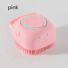1pc Pet Bathing Brush, Silicone Massage Rubber Dog/Cat Grooming Brush With Shampoo Storage