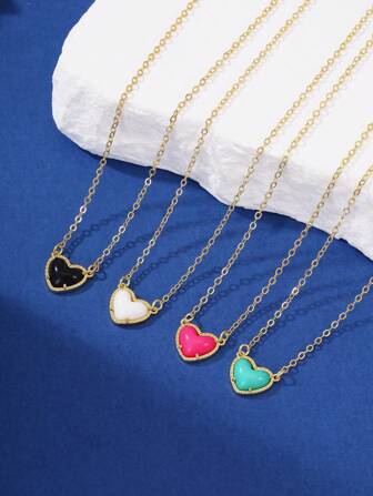 1pc Minimalist Heart-Shaped Pendant Necklace, Copper With Micro-Inlaid Zirconia, Fashionable Design, Suitable For Girlfriend Gift, Christmas Gift