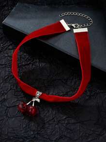 1PC Goth Cherry Choker Necklace Gothic Grunge Red Black Velvet Women Pendant Gift Gothic Statement Jewelry Accessory - 吊墜項鍊 - 查看 14