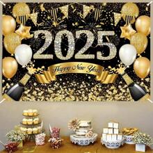 2025 新年庆祝聚酯横幅 1 件 - 适用于入口和花园的多功能聚酯背景，节日派对用品和新年夜庆祝活动的装饰品，无需电源 - 彩色 - 查看 8