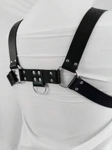 1pc Men's Black Leather Studded Harness Belt, Punk Style Adjustable Chest Strap For Stage Performance, Suitable For Festival Outfit Matching And Daily Wear Valentine's Day Valentines For Going Out Outfit Wedding Party And For Gift Halloween Accessories, Halloween Costumes Autumn-Winter Accessories Halloween Costume,Suitable For Teens, Youth,Men,Casual, Outdoor, Athletic, Vacation, Graduation Gifts, Birthday, Daily Wear