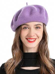 1 pieza Boina vintage para mujer, gorra de pintor octagonal de unicolor y cálida para invierno