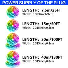 25/50/100/130/200/260 Ft RGB LED Light Strip, Smart Light Strip, App And Remote Control, Christmas, Halloween Decoration, Suitable For Family And Friends Reunion, Bedroom, Party Decoration, Atmosphere Creation