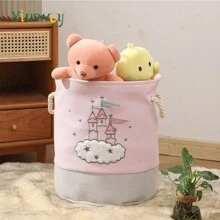 Yiuswoy 35x40cm(13.8x15.7In) Pink Folding Laundry Basket With Cute Rabbit And Bear Design, Thickened Fabric Storage Basket For Clothing, Toys And Miscellaneous Items, Home Decor, Bedroom Storage Dress Pants Shoes Jeans Boots Skirtlaundry Hamper,Washing Basketbathroom Organizer,Basket,Storage Basket,Foldable Laundry Basket