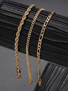 6pcs/7pcs Minimalist Stainless Steel Chain Bracelet Set For Men, Fashionable For Commute, Casual Daily Wear