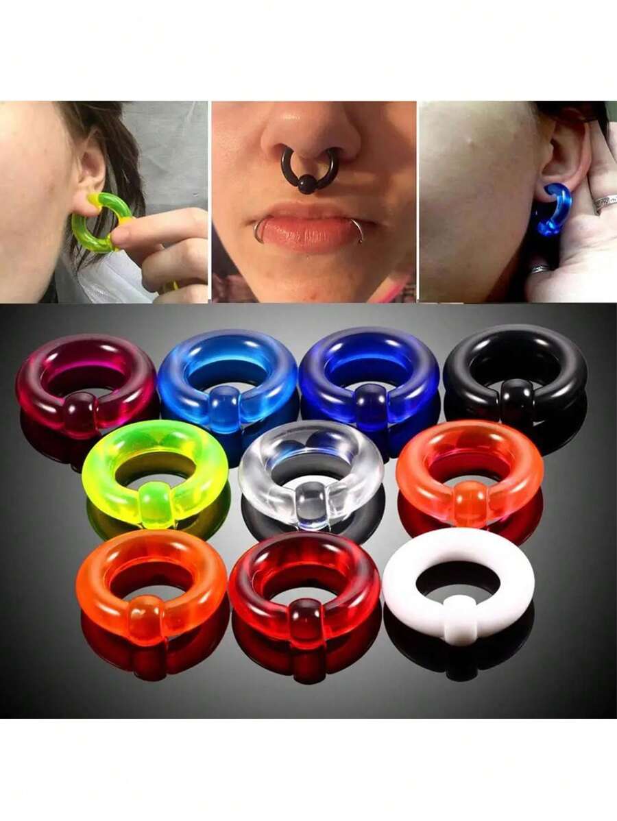 1Piece Acrylic BCR Various Size Captive Bead Ring Ear Tunnel Plug