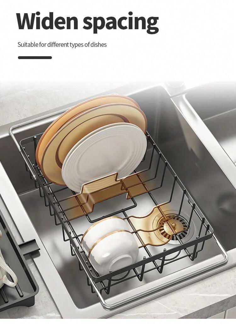 1pc Dish Drying Rack,Adjustable Over The Sink Or On Counter Dish