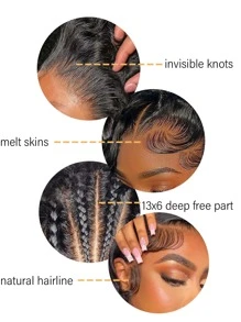 13x6 Water Wave Lace Front Wigs Human Hair HD 13x6 Lace Frontal Wigs Human Hair Wigs For Women 180% Density Wet And Wavy Lace Front Wigs Human Hair Pre Plucked With Baby Hair Natural Color