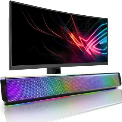 Soundbar Caixa De Som Para Tv Sound Bar Potente Rgb Gamer